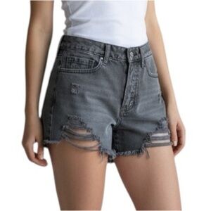 PacSun Black Wash Distressed Vintage High-Waisted Jean Shorts Size 22 (XXS)
